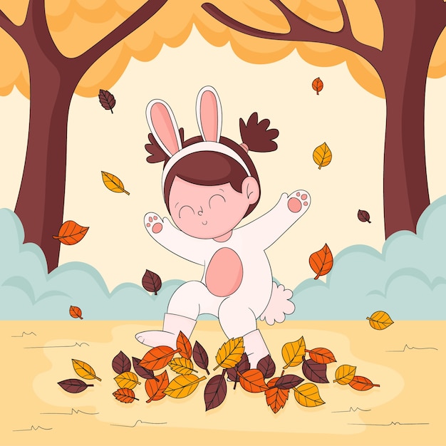 Ilustración plana para la temporada de otoño.