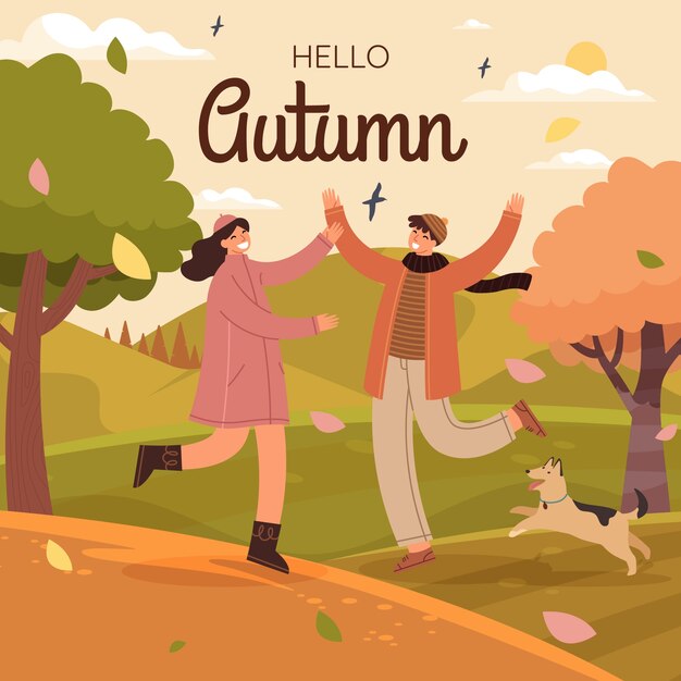 Ilustración plana para la temporada de otoño