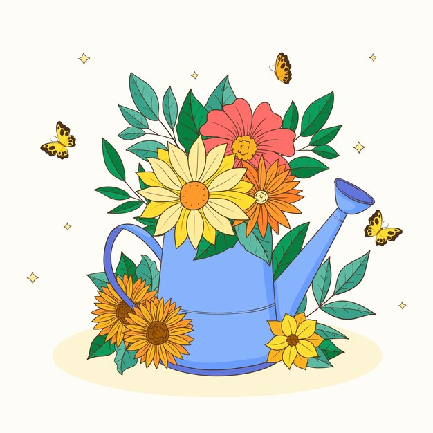 Ilustración plana para la temporada de primavera.