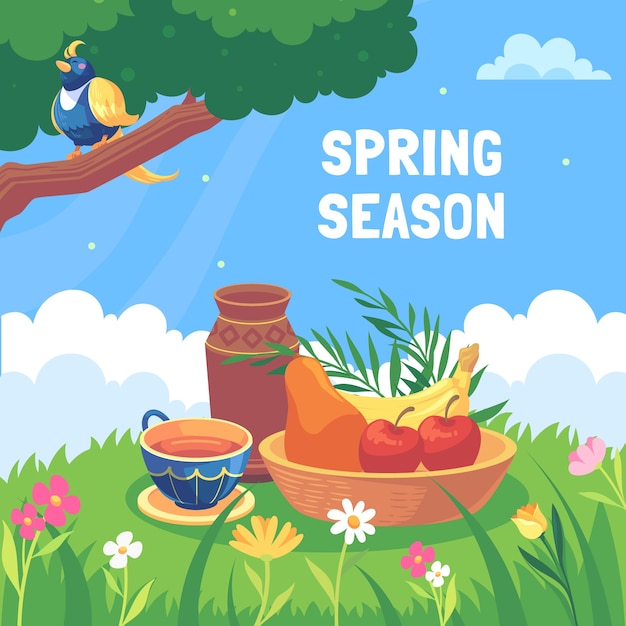 Vector gratuito ilustración plana para la temporada de primavera.