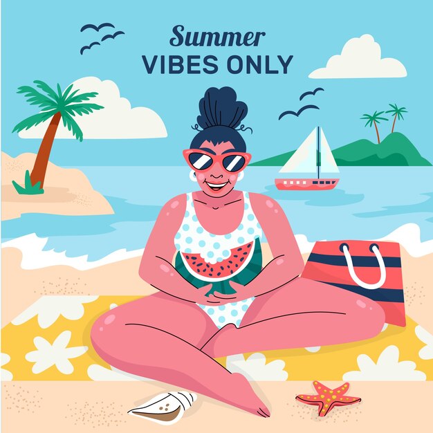 Ilustración plana para la temporada de verano.