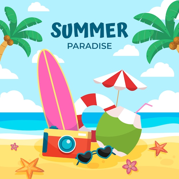 Ilustración plana para la temporada de verano.