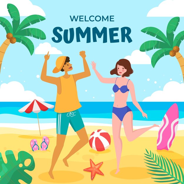 Ilustración plana para la temporada de verano.