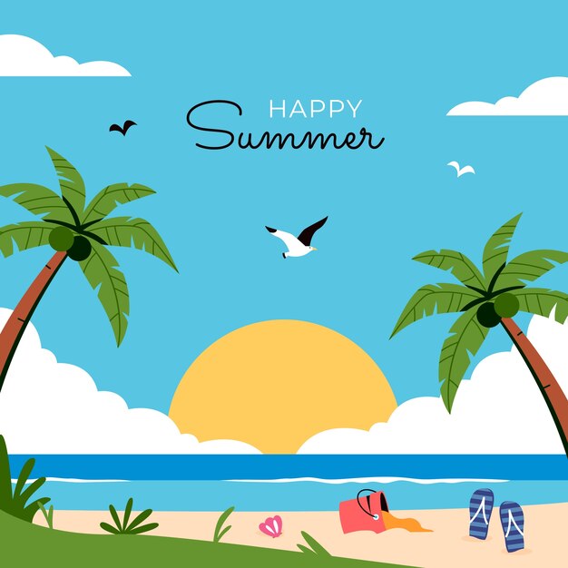 Ilustración plana para la temporada de verano.