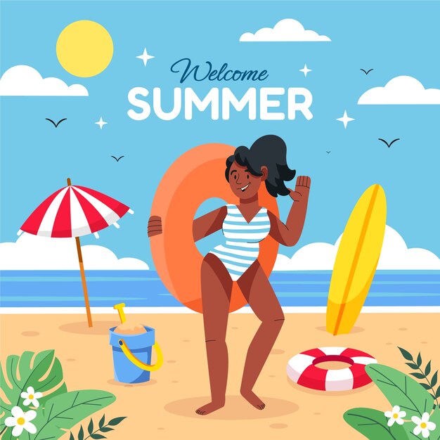Ilustración plana para la temporada de verano.