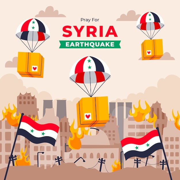 Vector gratuito ilustración plana del terremoto en siria