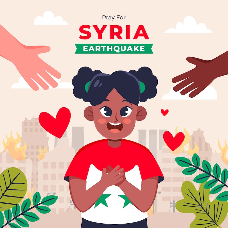 Vector gratuito ilustración plana del terremoto en siria