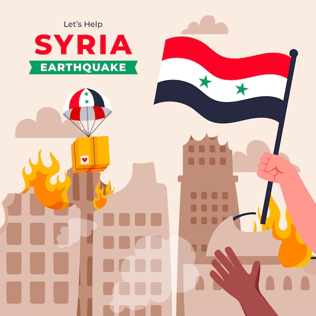 Vector gratuito ilustración plana del terremoto en siria