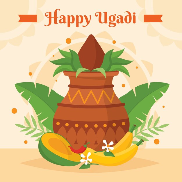 Ilustración plana de ugadi