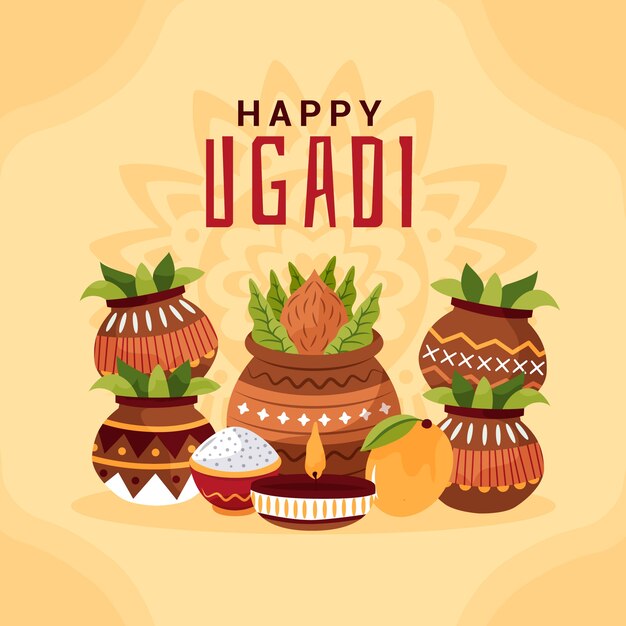 Ilustración plana de ugadi