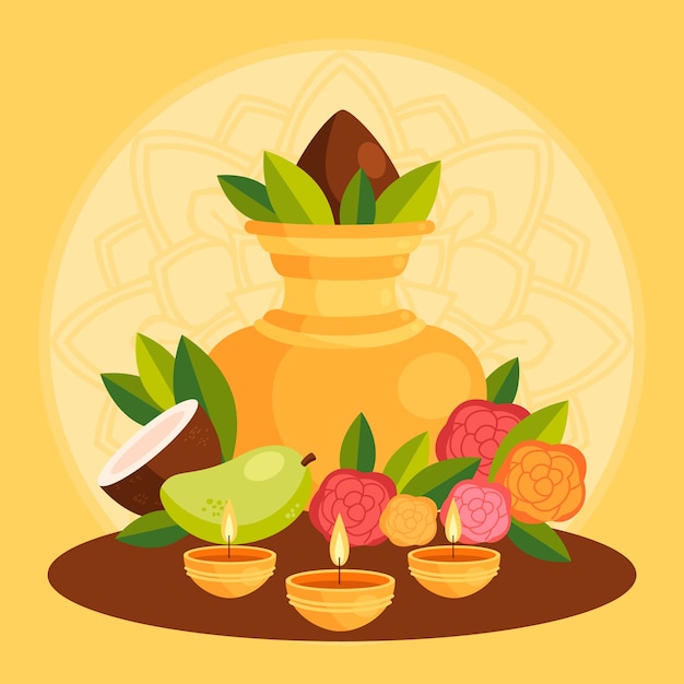 Vector gratuito ilustración plana de ugadi