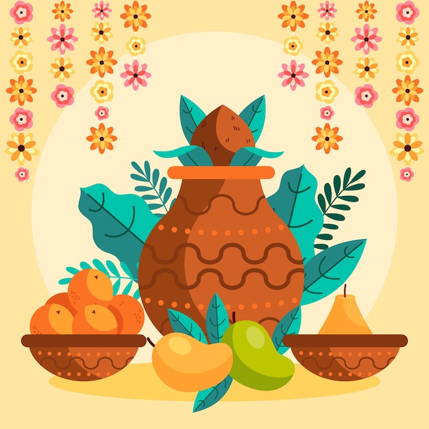 Vector gratuito ilustración plana de ugadi