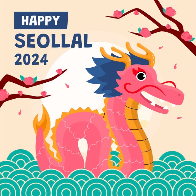 Ilustración plana para las vacaciones coreanas de Seollal