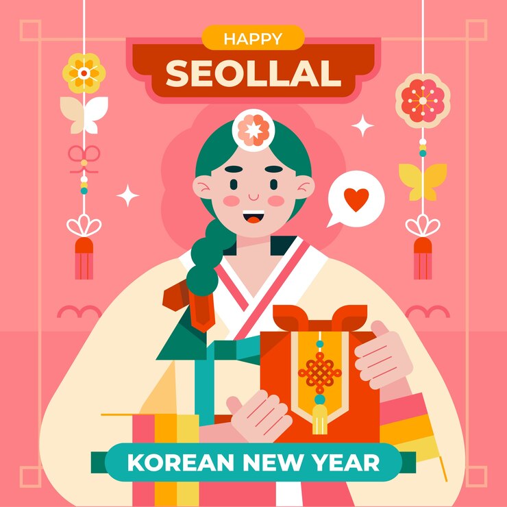 Vector gratuito ilustración plana para las vacaciones coreanas de seollal
