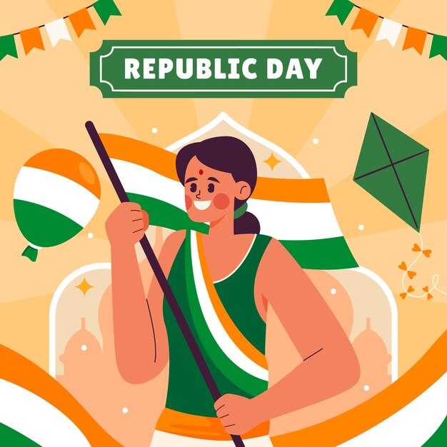 Ilustración plana para las vacaciones del Día de la República de la India