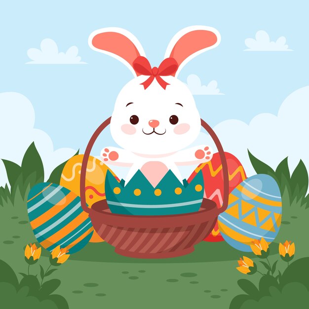 Ilustración plana para las vacaciones de Pascua.
