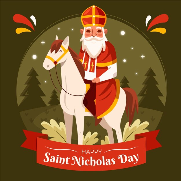Ilustración plana para las vacaciones de sinterklaas.