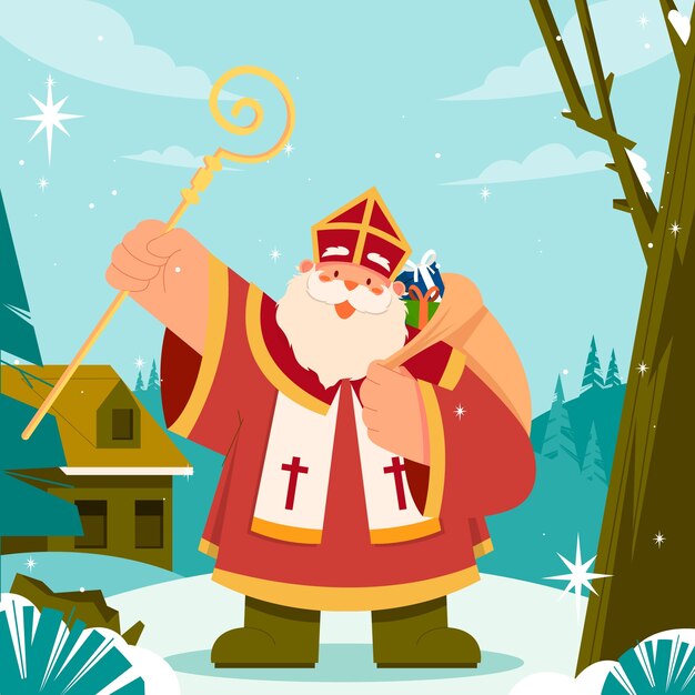 Ilustración plana para las vacaciones de sinterklaas.