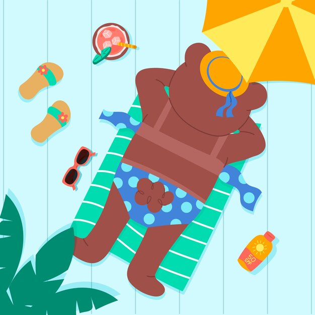 Ilustración plana de vacaciones de verano