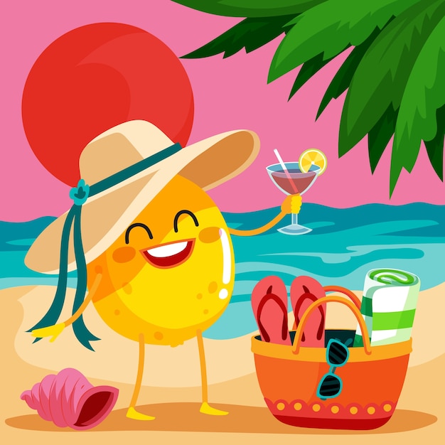 Ilustración plana de vacaciones de verano