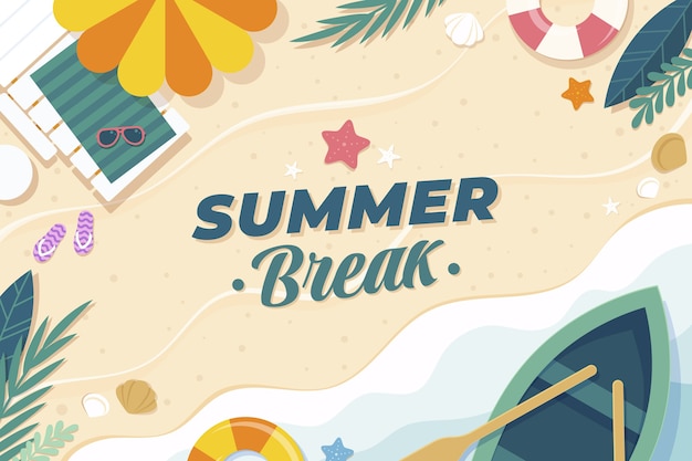 Ilustración plana de vacaciones de verano