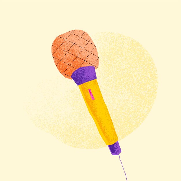 Ilustración plana de vector de pegatina de micrófono naranja