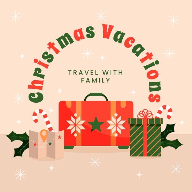 Ilustración plana de viajes de navidad