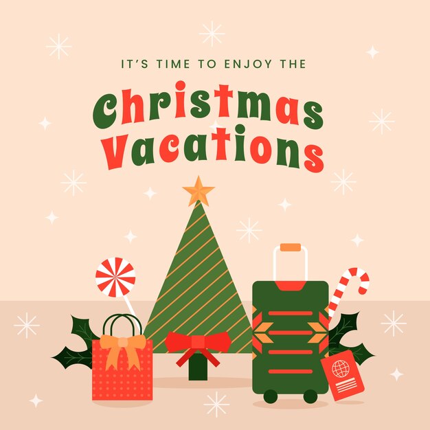 Ilustración plana de viajes de navidad