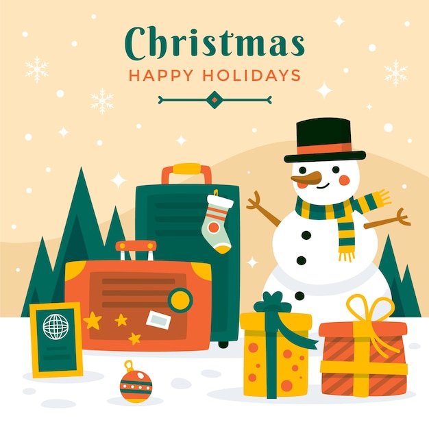 Ilustración plana de viajes de navidad