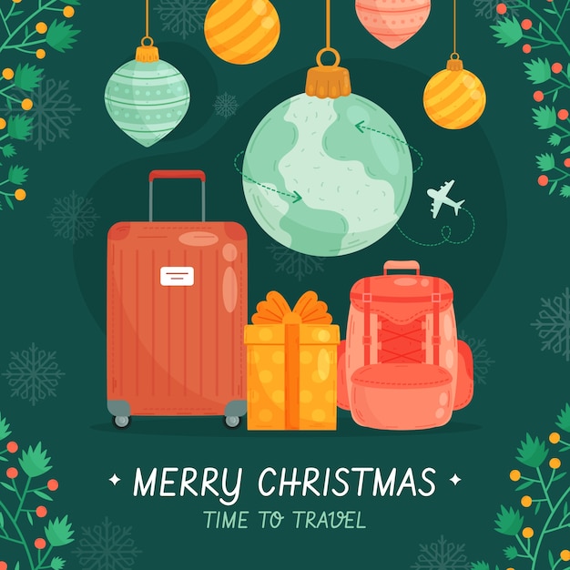 Vector gratuito ilustración plana de viajes de navidad