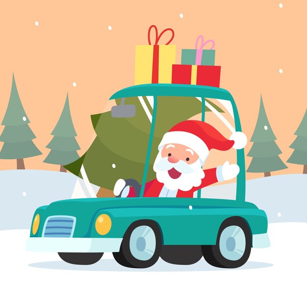 Ilustración plana de viajes de navidad