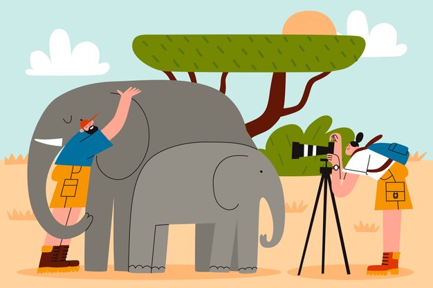 Ilustración plana de viajes sostenibles dibujada a mano
