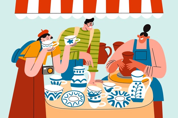 Ilustración plana de viajes sostenibles dibujada a mano