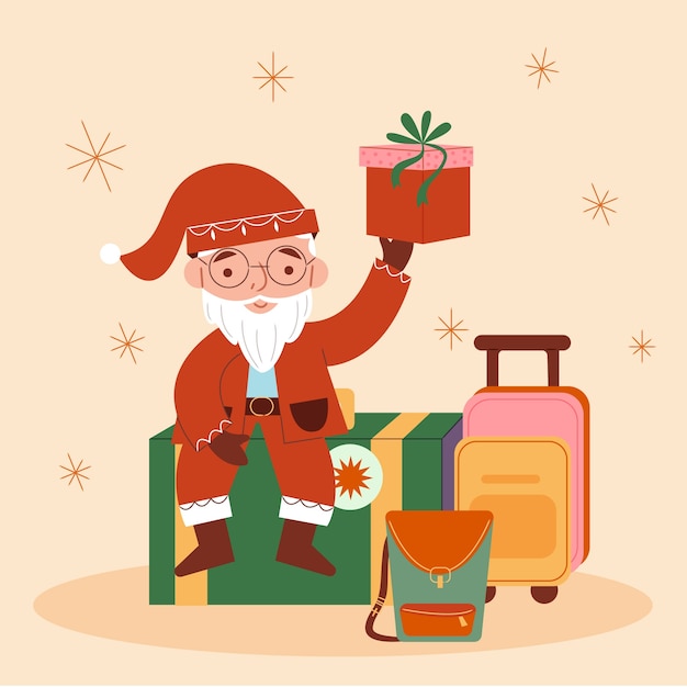 Ilustración plana de viajes de temporada de navidad