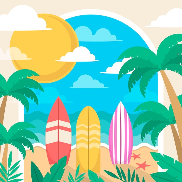 Vector gratuito ilustración plana de vibraciones de verano