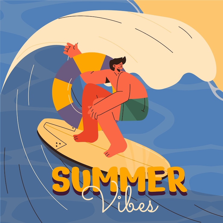 Vector gratuito ilustración plana de vibraciones de verano