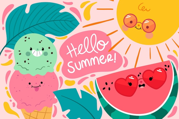 Ilustración plana de vibraciones de verano con