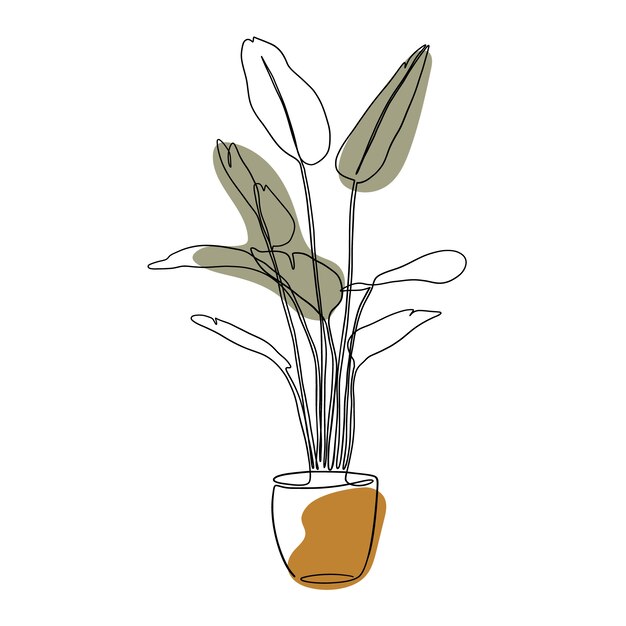 Ilustración de planta de arte de una línea dibujada a mano Vector Gratis