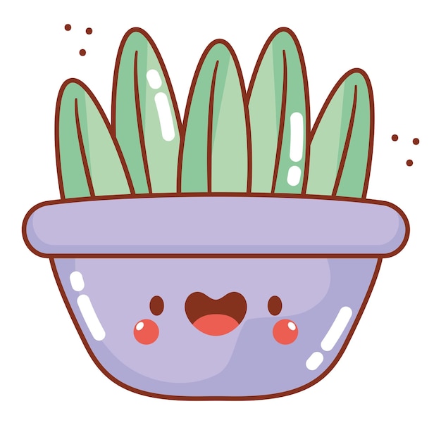 Vector gratuito ilustración de una planta en maceta de kawaii