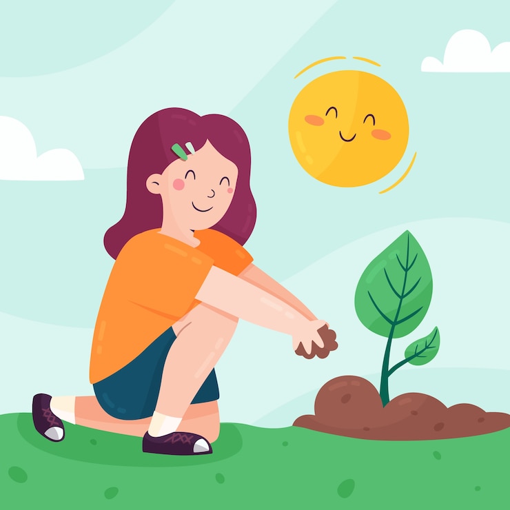 Vector gratuito ilustración de plantación de árboles de diseño plano