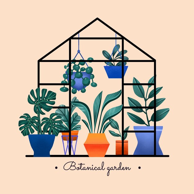 Ilustración de plantas de casa acuarela