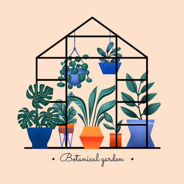 Ilustración de plantas de casa acuarela