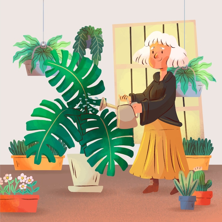 Vector gratuito ilustración de plantas de casa acuarela