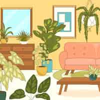 Vector gratuito ilustración de plantas de interior dibujadas a mano