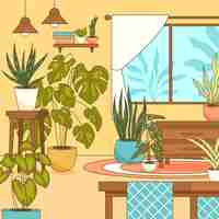Vector gratuito ilustración de plantas de interior dibujadas a mano