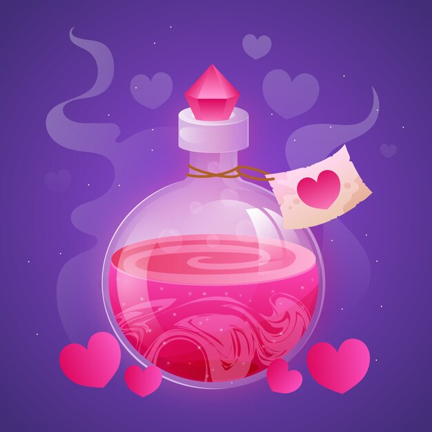 Ilustración de poción de amor degradado