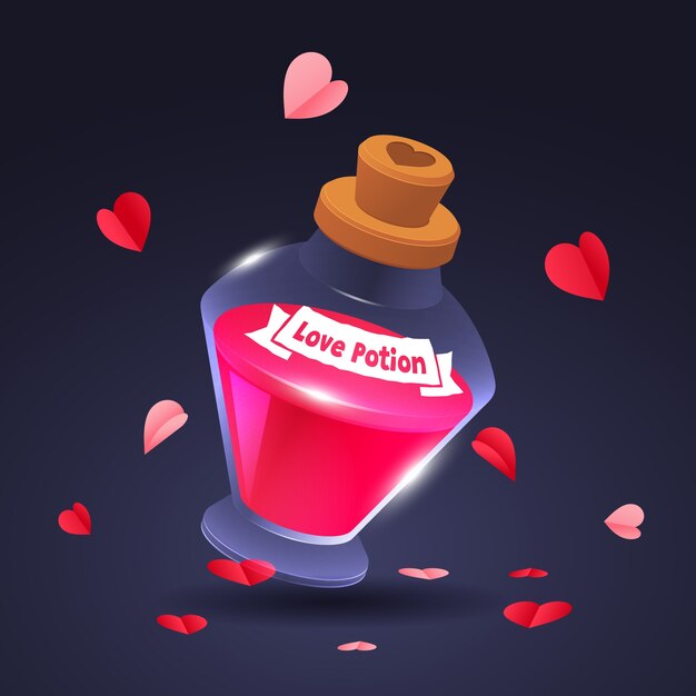 Ilustración de poción de amor degradado
