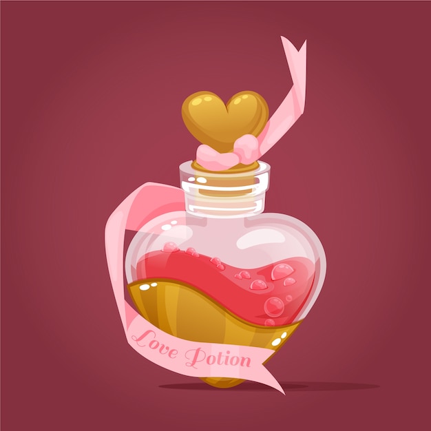 Ilustración de poción de amor dibujada a mano