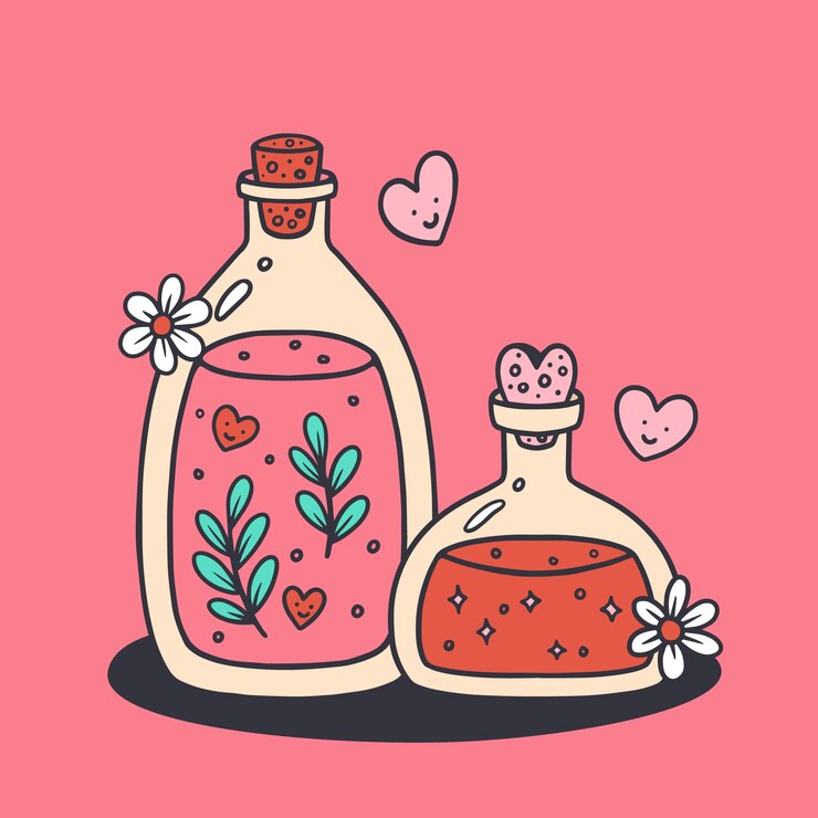 Vector gratuito ilustración de poción de amor dibujada a mano