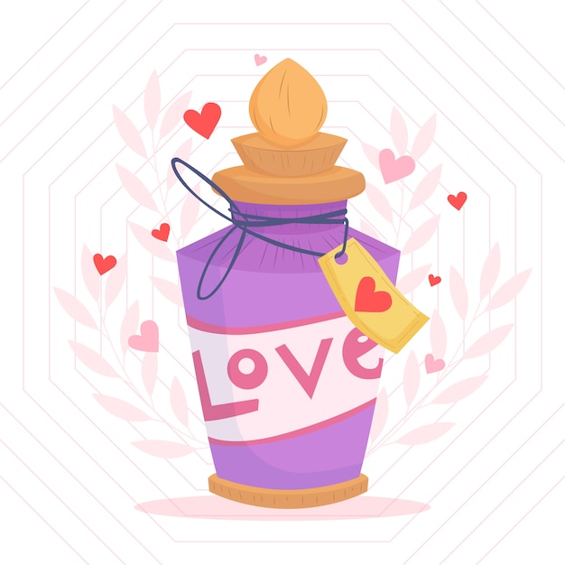 Vector gratuito ilustración de poción de amor de diseño plano